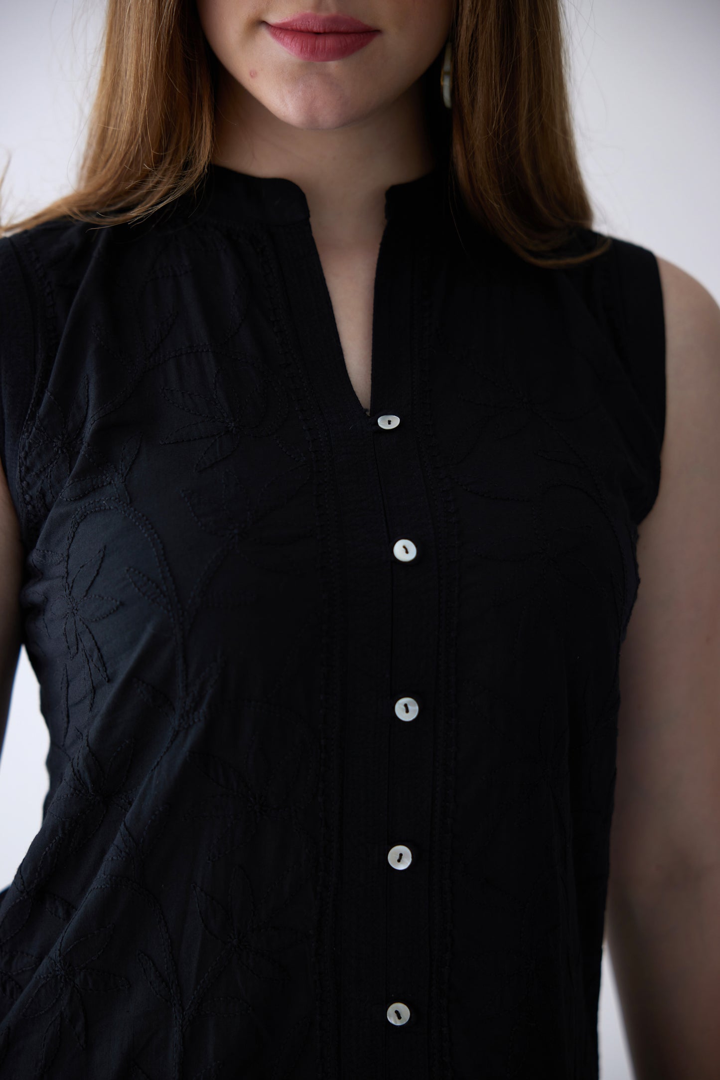 Belle Cotton Sleeveless Top - Black