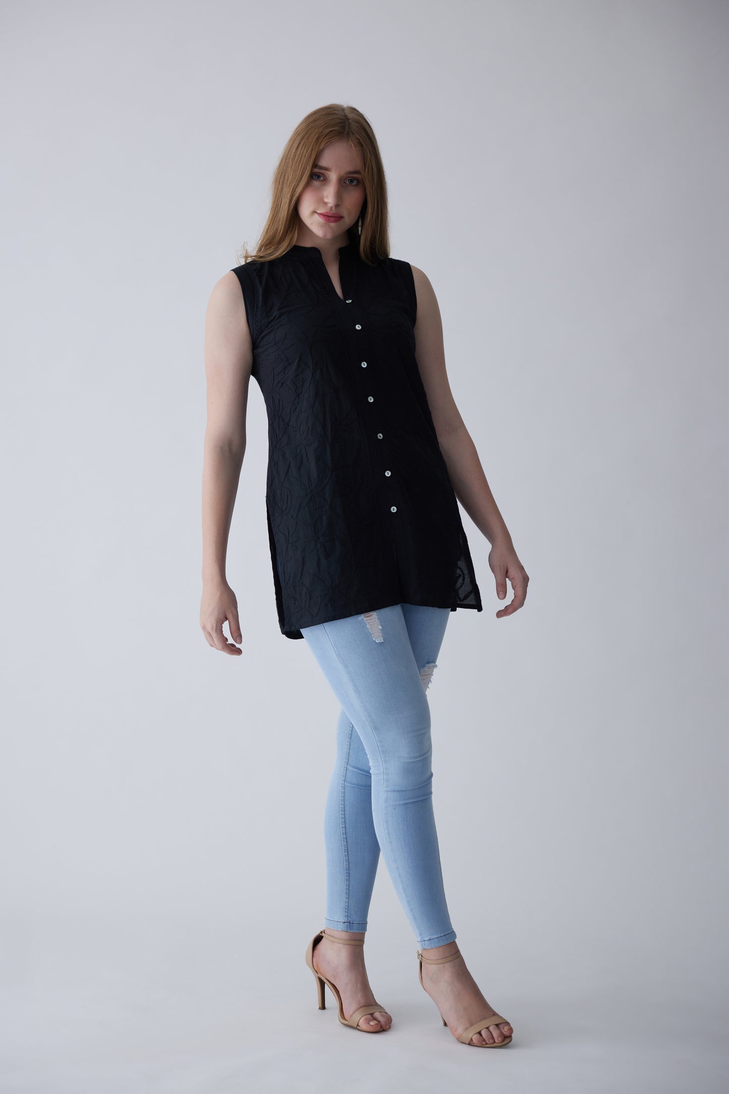 Belle Cotton Sleeveless Top - Black