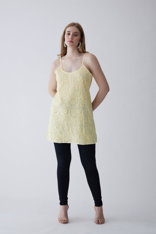 Tia Cotton Sleeveless Top - Yellow
