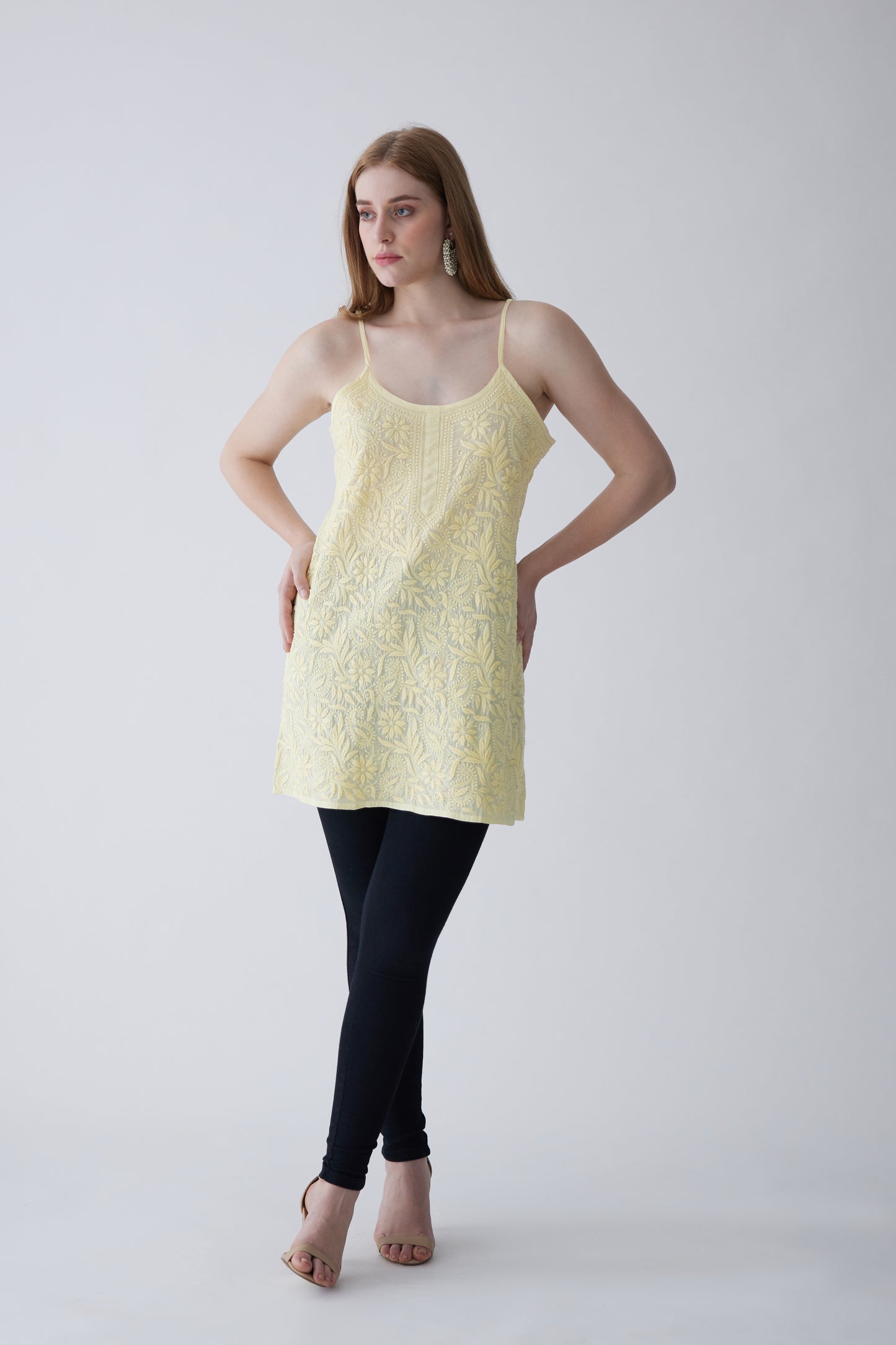 Tia Cotton Sleeveless Top - Yellow