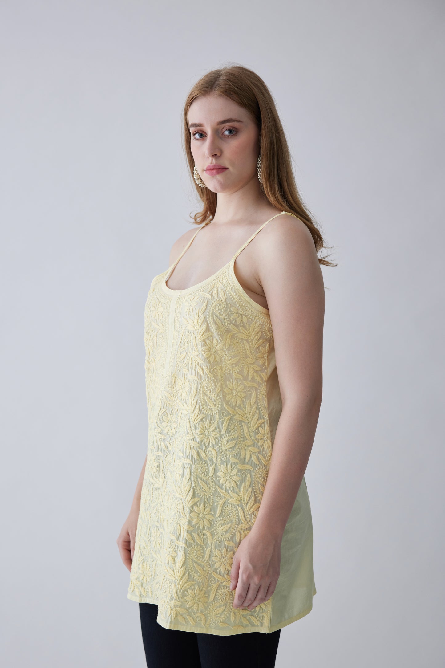 Tia Cotton Sleeveless Top - Yellow