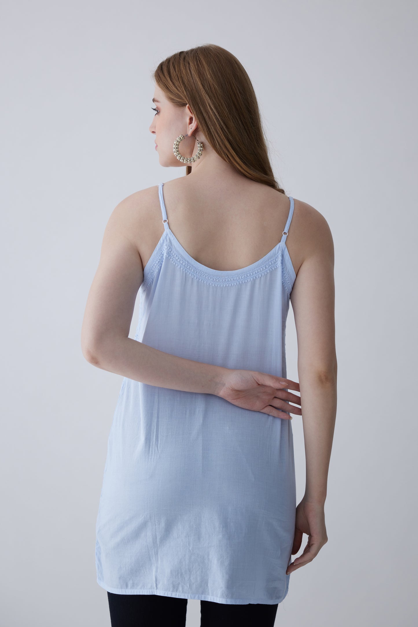Tia Cotton Sleeveless Top - Light Blue