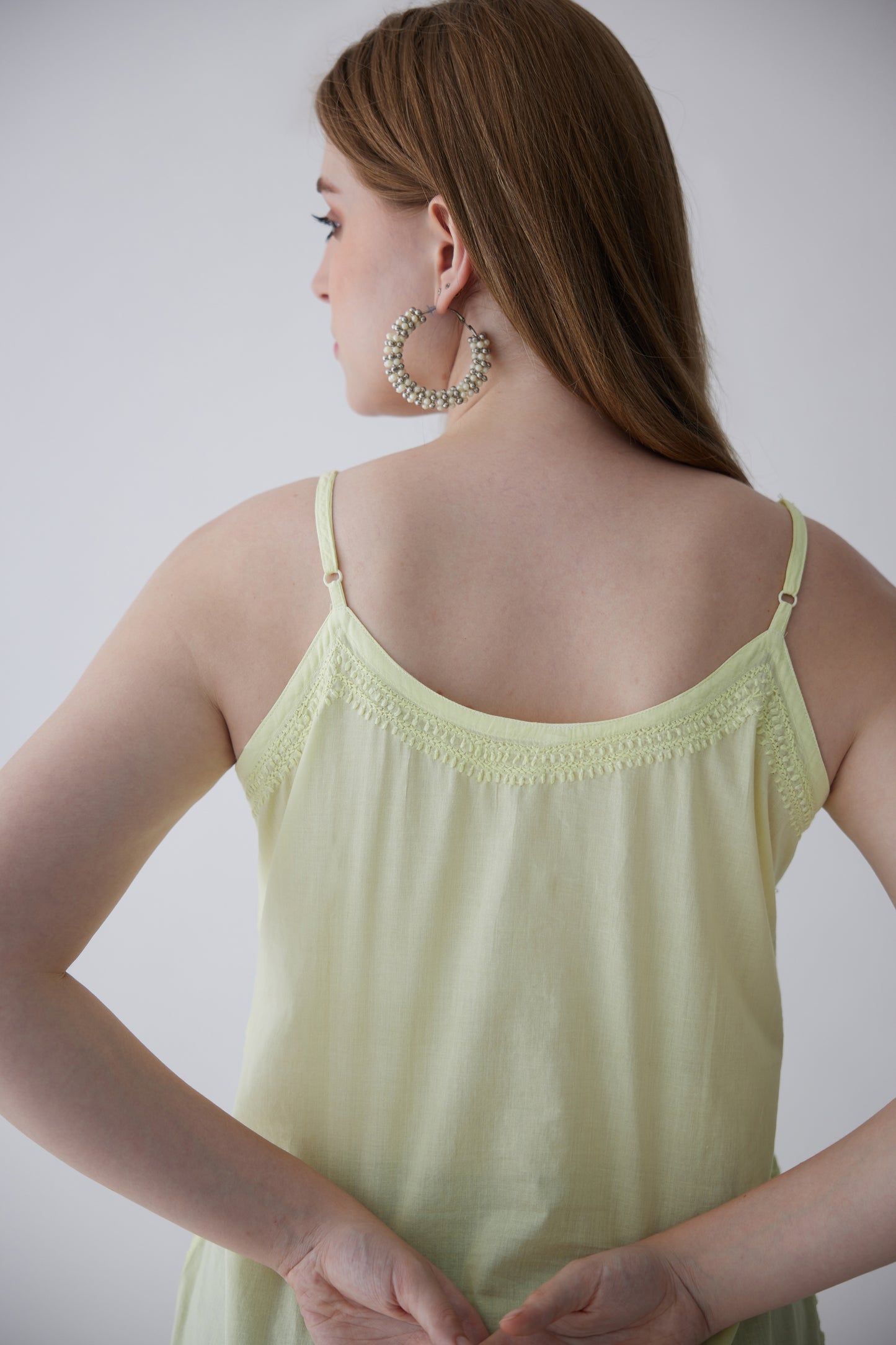 Tia Cotton Sleeveless Top - Light Green