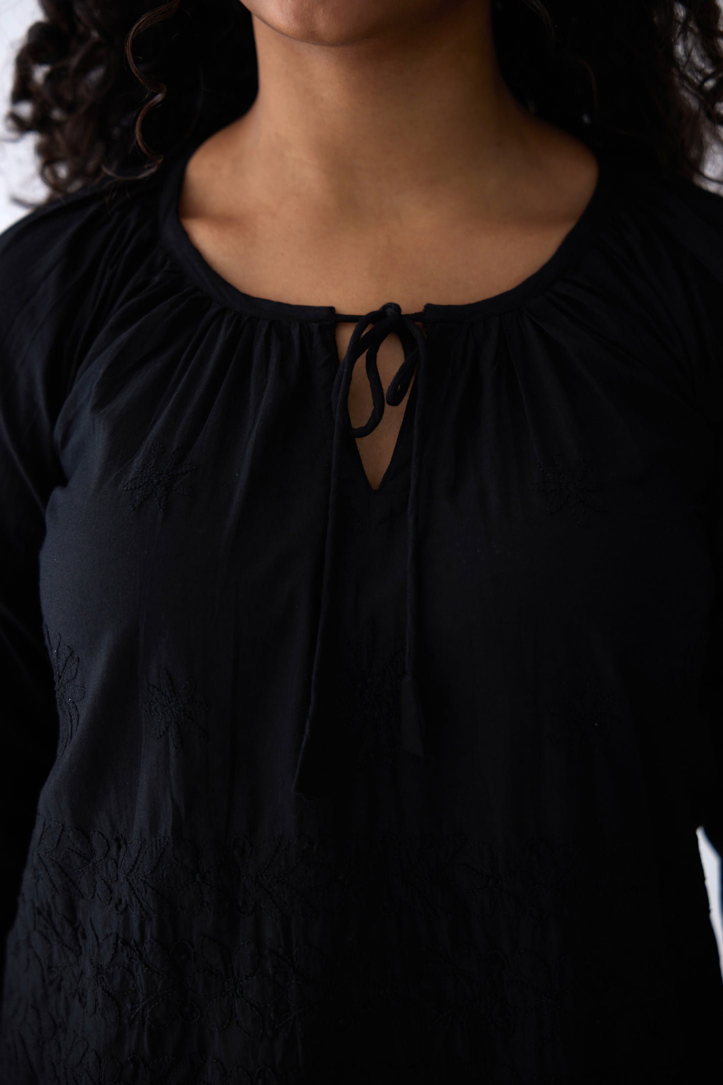 Alia Cotton Full Sleeves Top - Black