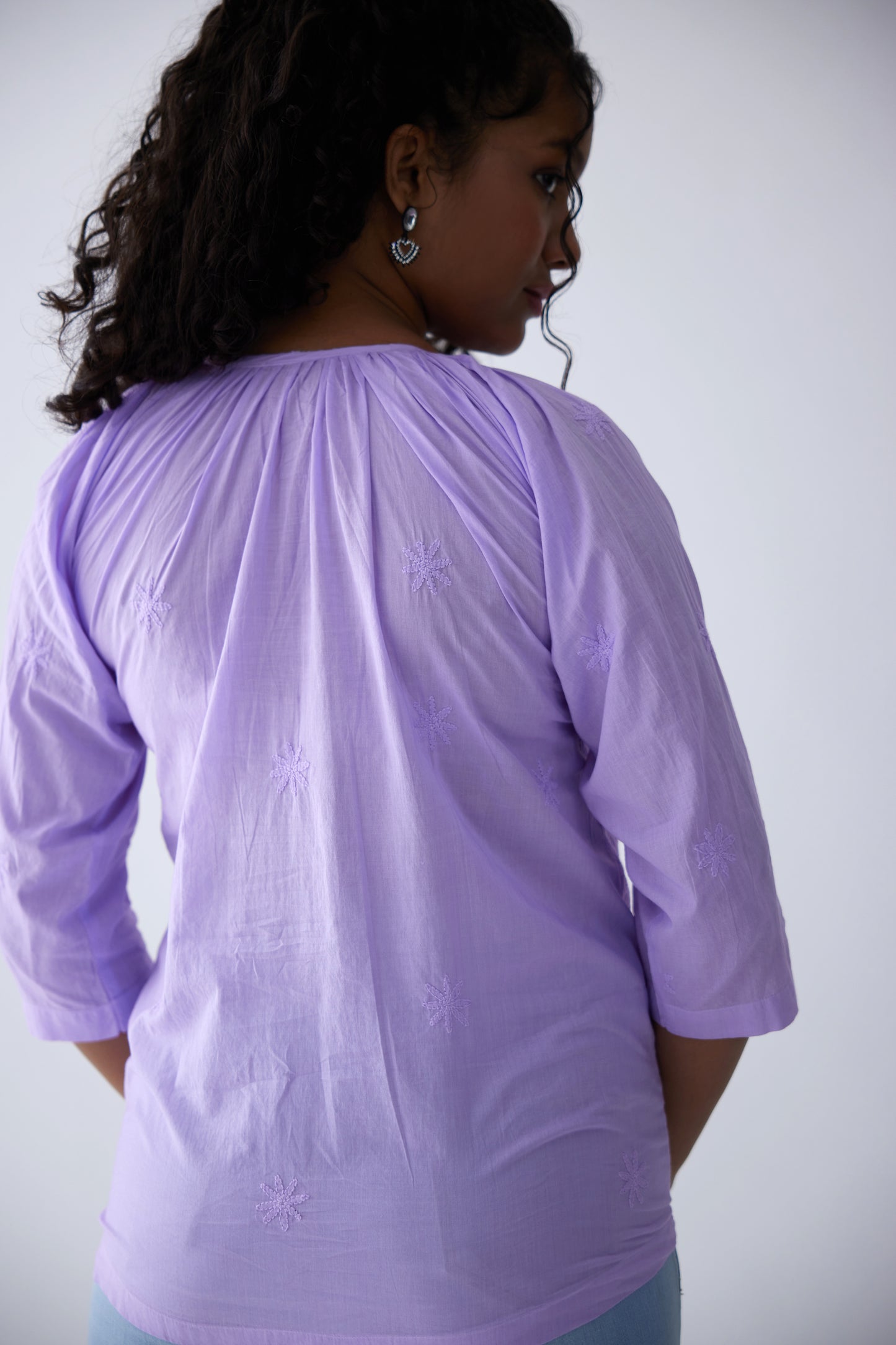 Kiara Cotton Full Sleeves Top - Purple