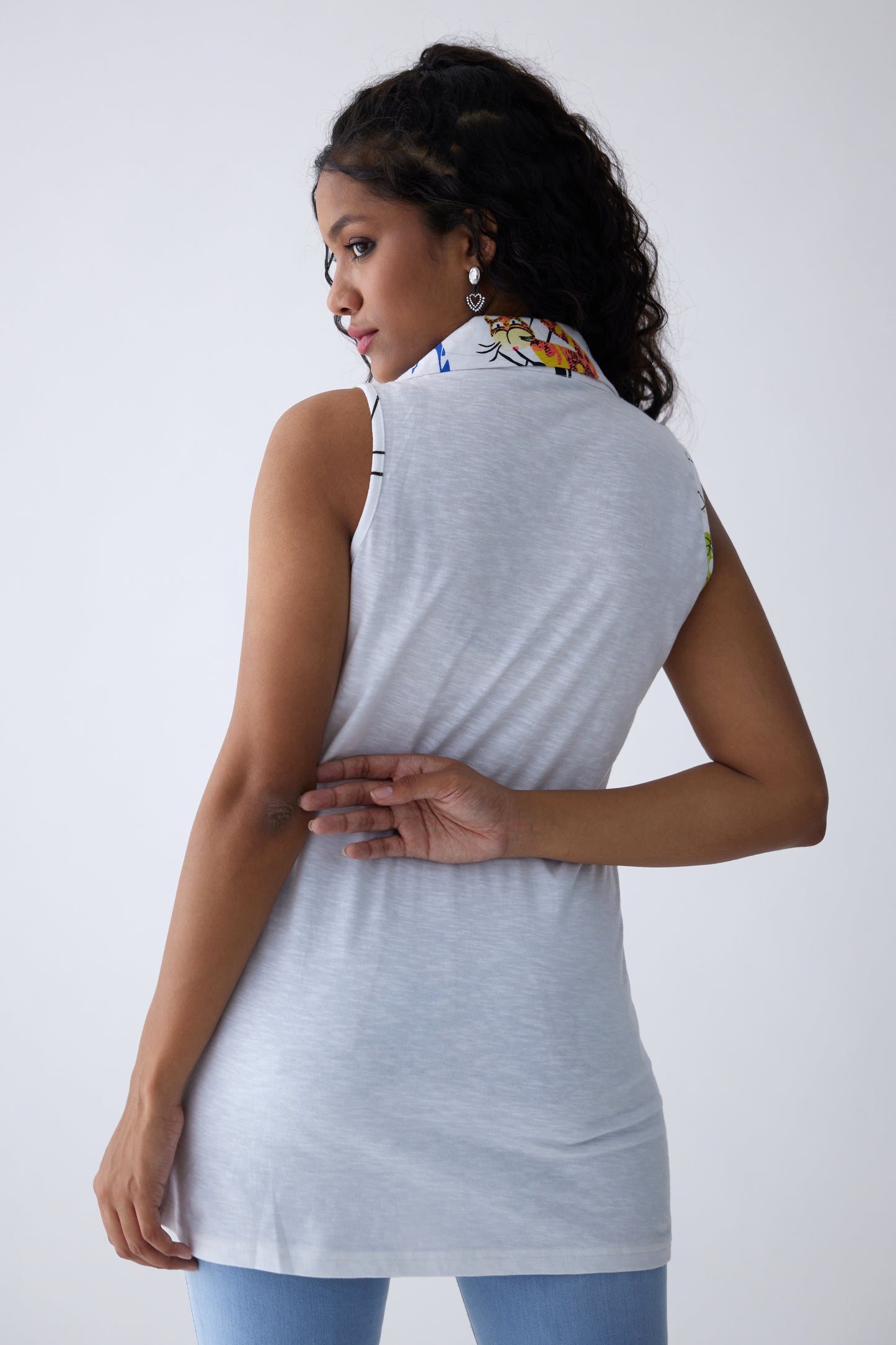 Garfield Cotton Sleeveless Top - White