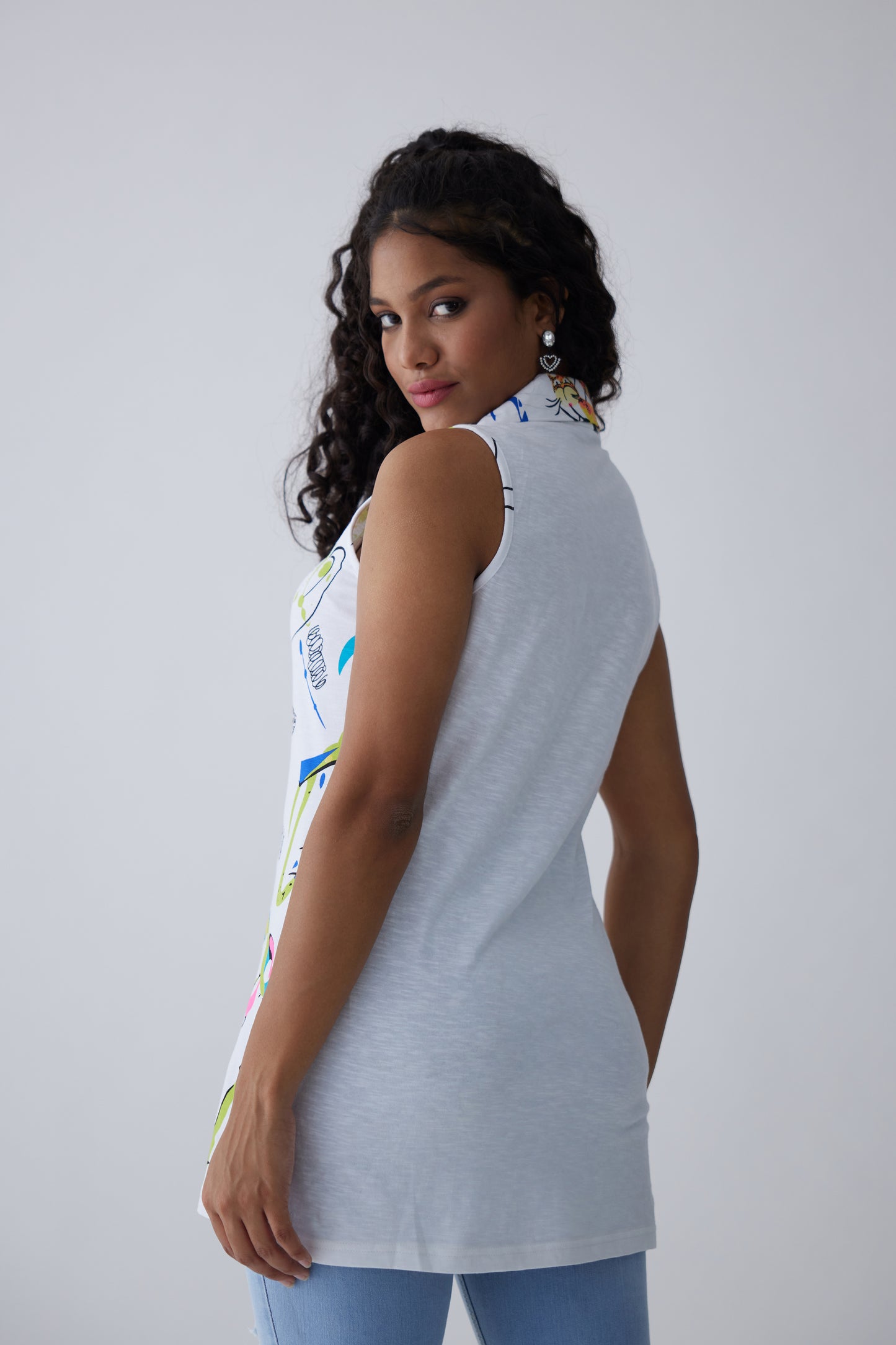 Garfield Cotton Sleeveless Top - White