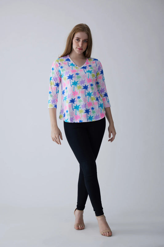 100% Supmia Cotton Top - Palm Print