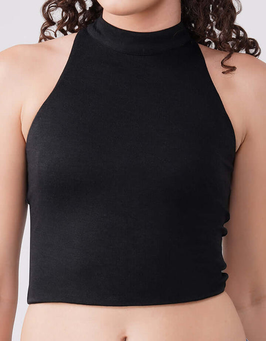 Premium Black Cotton Jersey Detail The Eclipse Top Boutique Quality feathernweave FnW