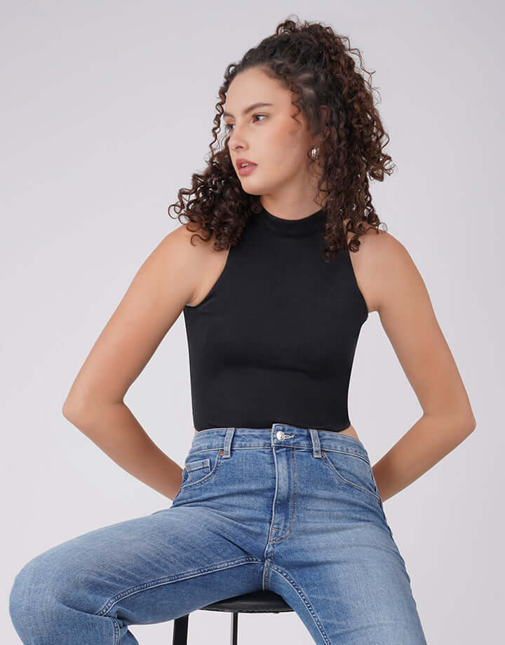 Boutique Black Jersey Top Sculpt Collection Minimalist Sophistication feathernweave FnW