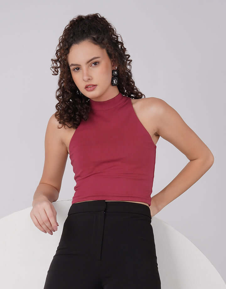 Boutique Maroon Jersey Top Sculpt Collection Sophisticated Evening Luxe feathernweave FnW