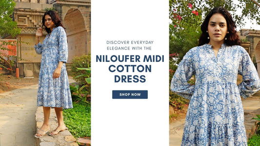 Discover Everyday Elegance with the Niloufer Midi Cotton Dress