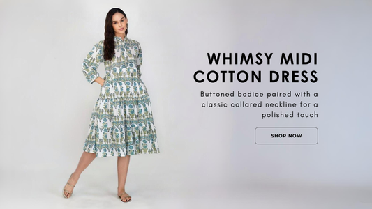 Whimsy Midi Cotton Dress For Everyday Elegance