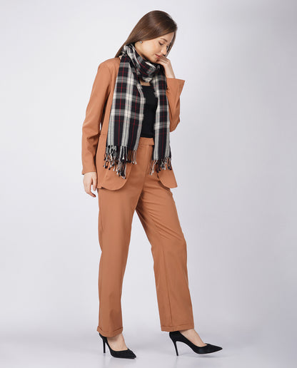 Casually Professional Checks Wool Wrap - Unisex Wrap (Black Color)