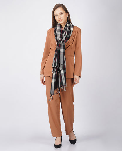 Casually Professional Checks Wool Wrap - Unisex Wrap (Black Color)