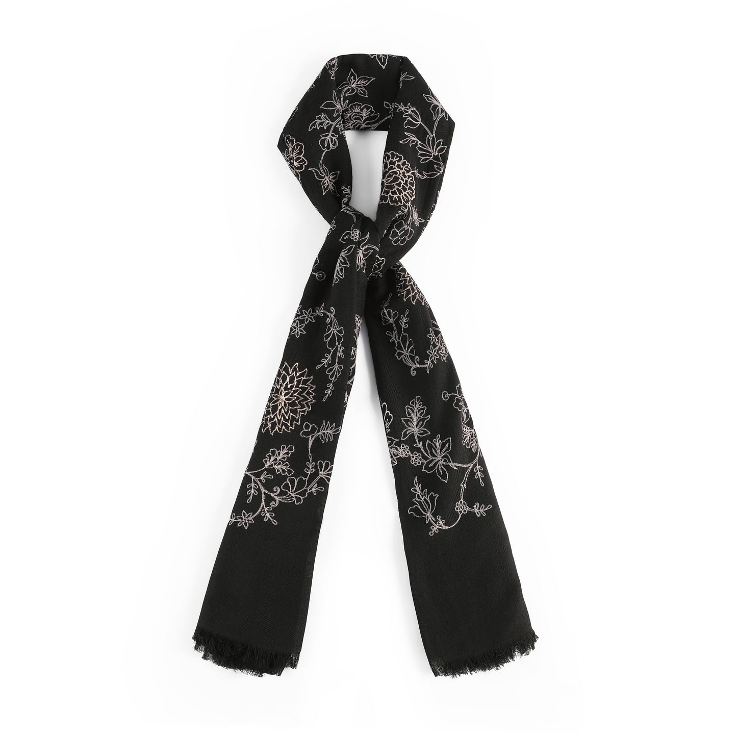 Midnight Petal Elegant Floral Scarf