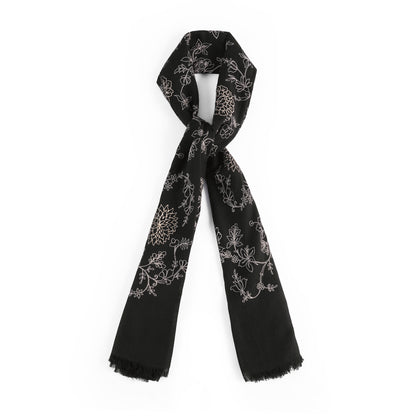 Midnight Petal Elegant Floral Scarf