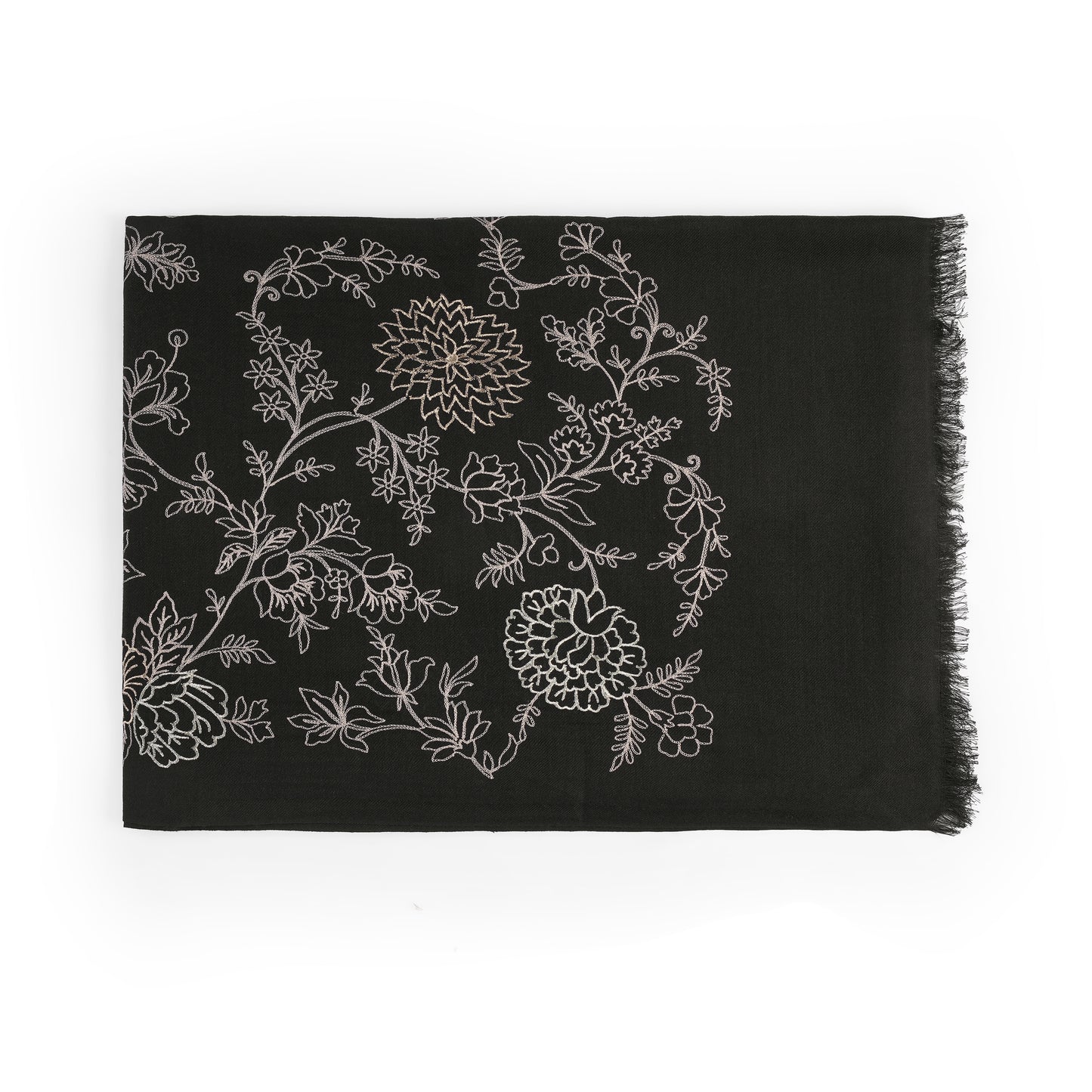 Midnight Petal Elegant Floral Scarf
