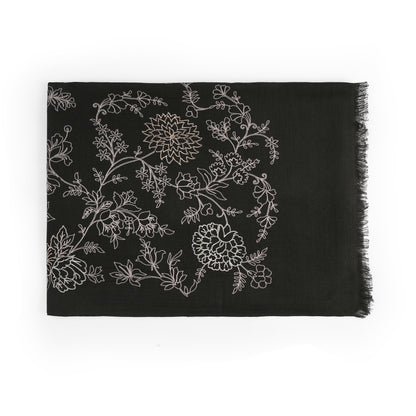 Midnight Petal Elegant Floral Scarf