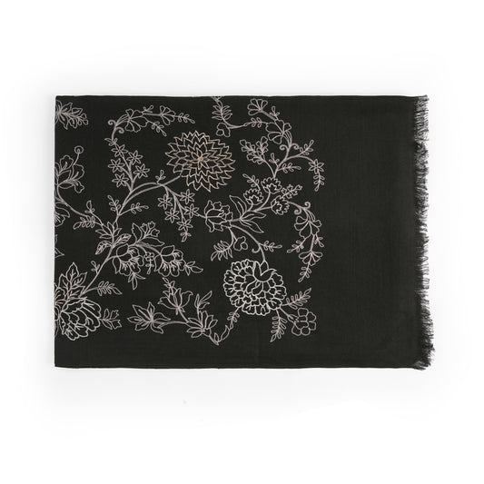Midnight Petal Elegant Floral Scarf