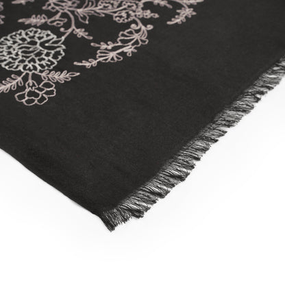 Midnight Petal Elegant Floral Scarf