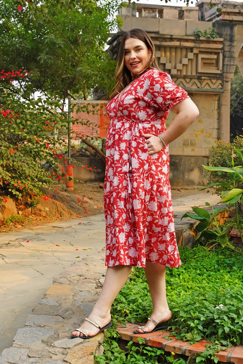 Hand-printed wrap dress with pockets – Gulnar design