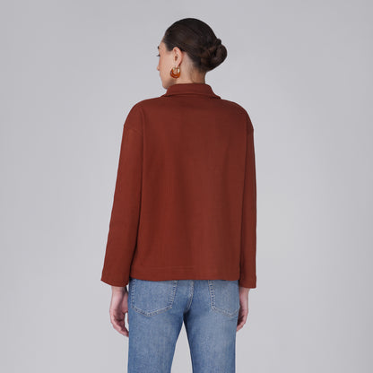 Rift Relaxed Ribbed Long Sleeve Top - Chili Red