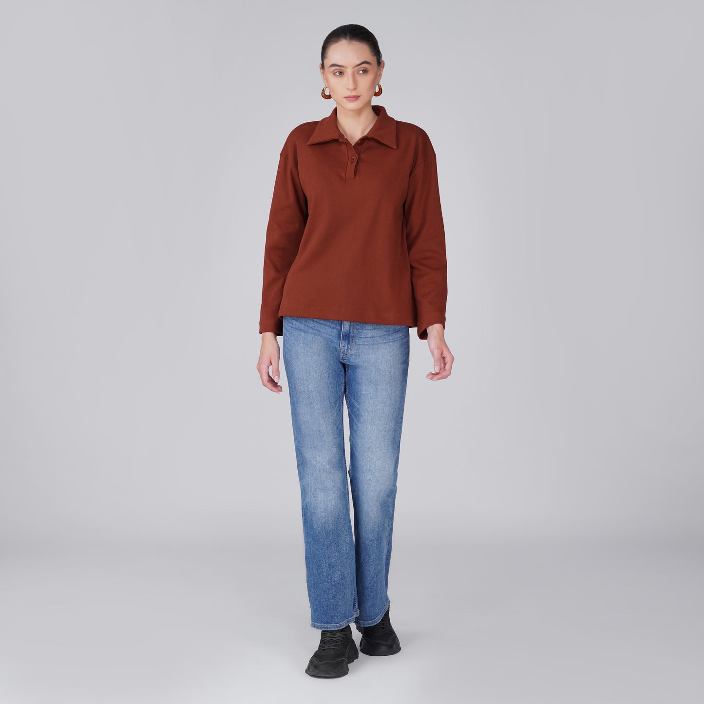 Rift Relaxed Ribbed Long Sleeve Top - Chili Red