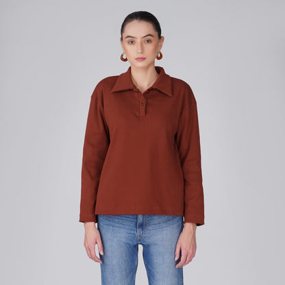 Rift Relaxed Ribbed Long Sleeve Top - Chili Red