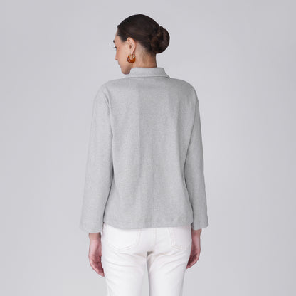 Rift Relaxed Ribbed Long Sleeve Top - Grey Melange