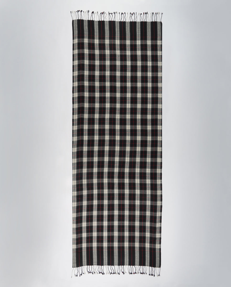 Casually Professional Checks Wool Wrap - Unisex Wrap (Black Color)