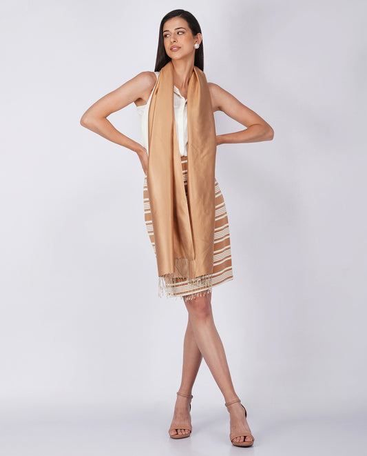 Casually Professional Plain Silk Wrap - Gold