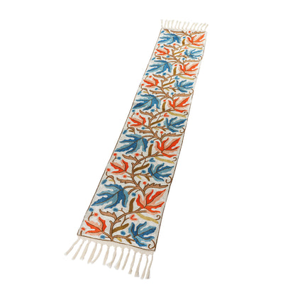 Hand Embroidered Table Runner - Leaves