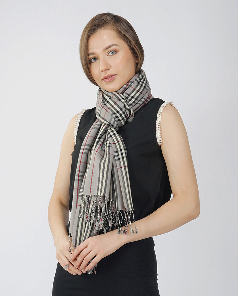 Casually Professional Checks Wool Wrap - Grey