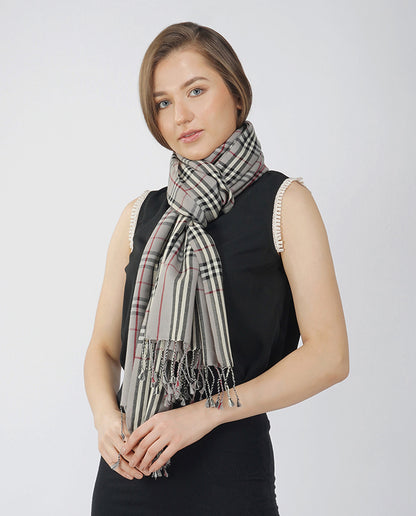 Casually Professional Checks Wool Wrap - Grey