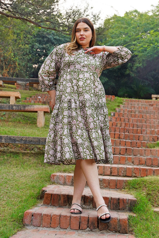 Liora floral cotton midi dress – styled shot