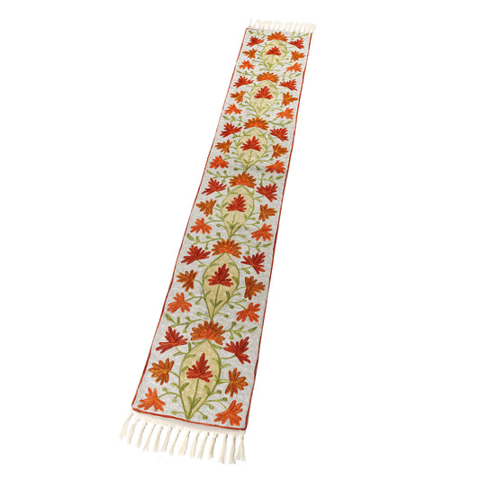 Hand Embroidered Table Runner - Leaves