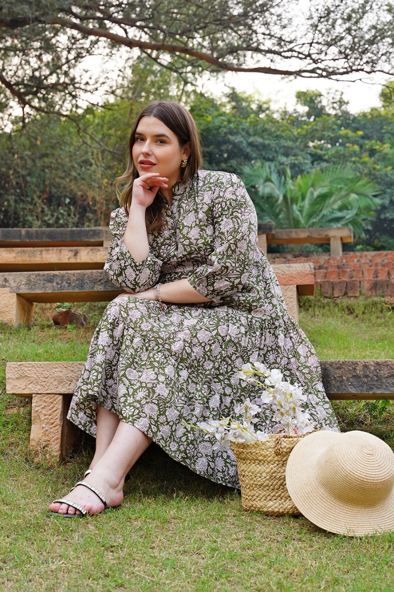 Liora cotton midi dress – graceful tiered silhouette