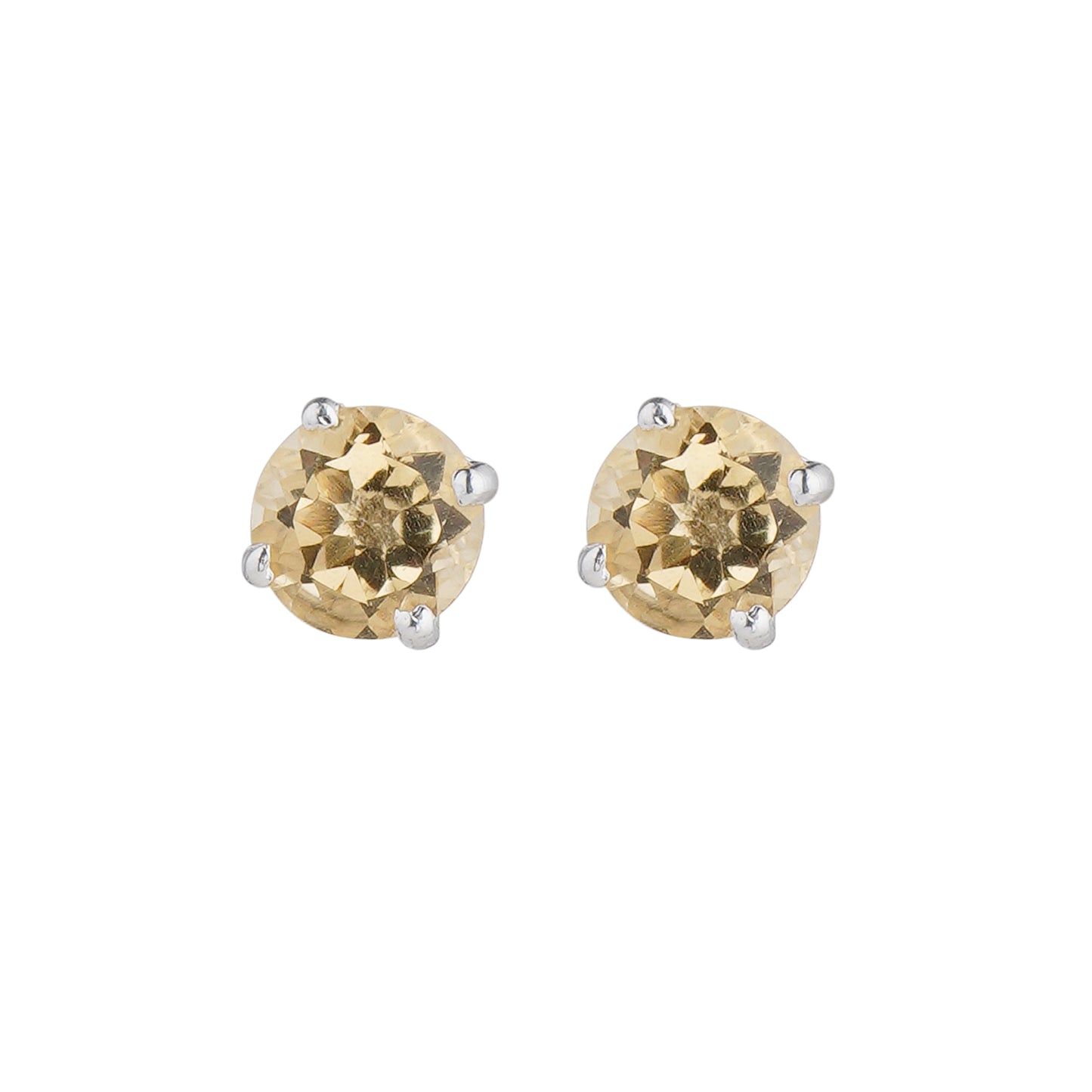 925 Sterling Silver Stud Earrings - Citrine Stone