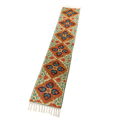 Hand Embroidered Table Runner - Leaves