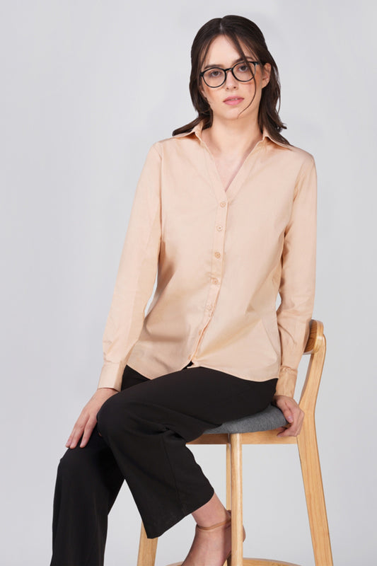 Viona Beige Cotton Shirt
