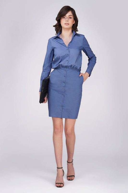 Rubi Blue Cotton Shirt Dress