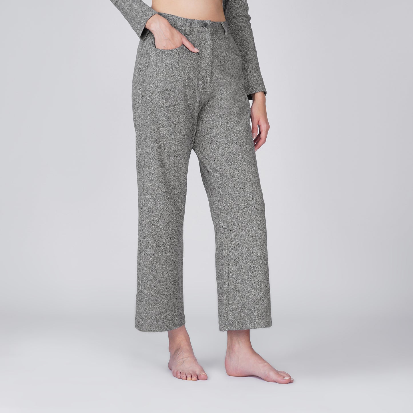 Neige Relaxed Straight-Leg Pant - Grey Rib Jersey