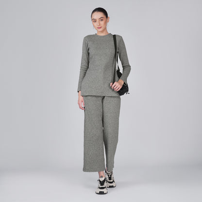 Neige Relaxed Straight-Leg Pant - Grey Rib Jersey