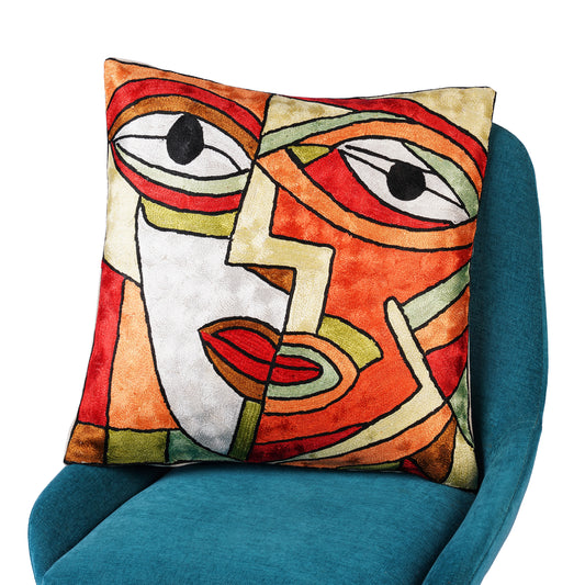 Cubara Abstract Face Cushion Cover