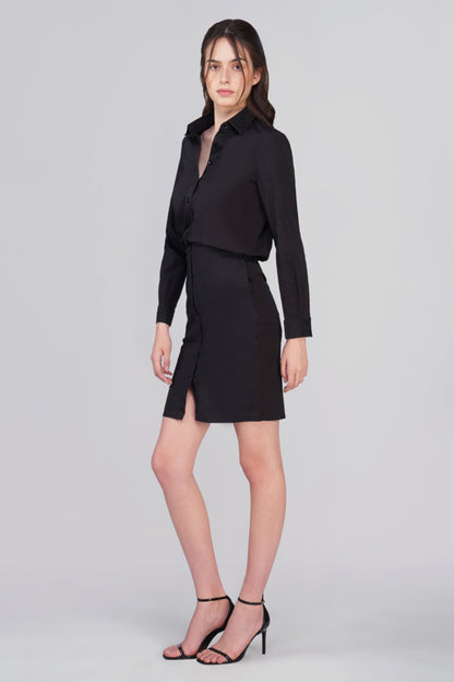 Rubi Black Cotton Shirt Dress