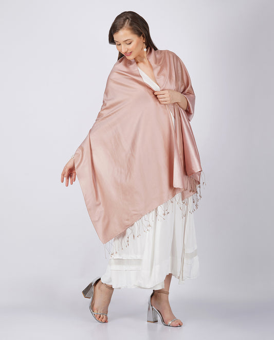 Multi Hues Plain Silk Wrap - Pink