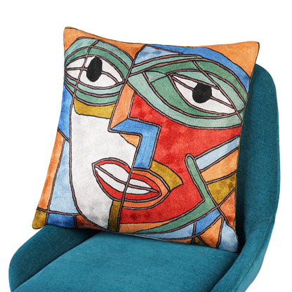 Dual Soul Abstract Face Cushion Cover