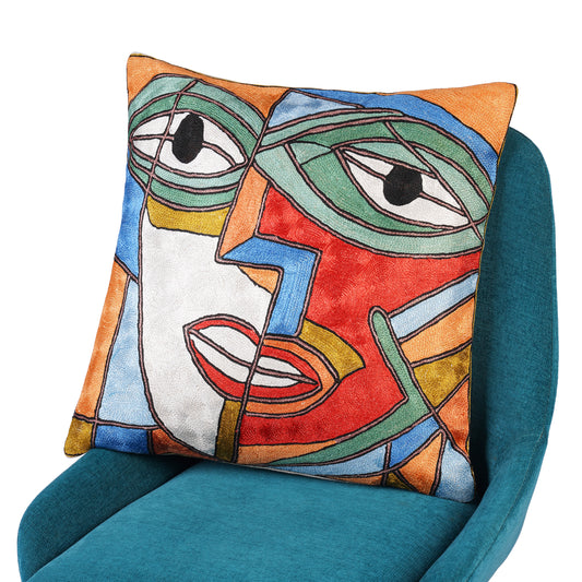 Dual Soul Abstract Face Cushion Cover
