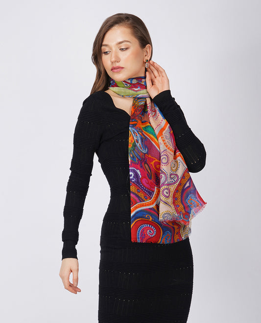 Multi Hues Wool Wrap (Multi Color - Soft Wool Blend)